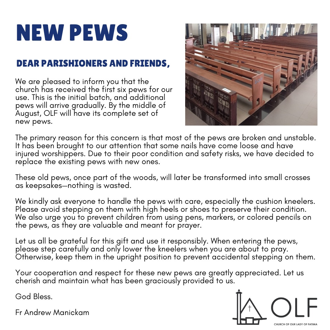 New Pews Arrive at OLF